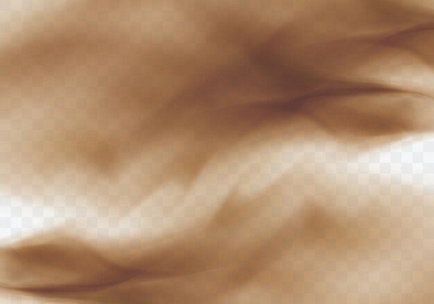 Tempesta di sabbia del deserto, nuvola polverosa marrone su trasparente
