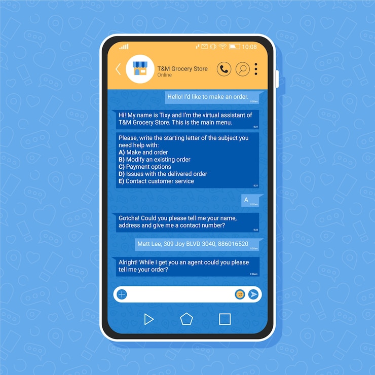 Vettore gratuito template di chat whatsapp piatte.