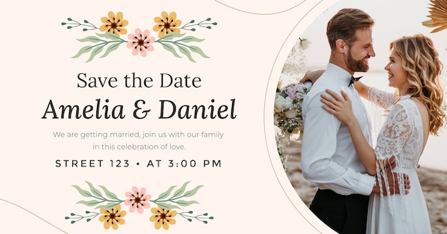 Template di post di Facebook per matrimoni botanici