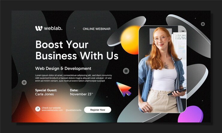 Vettore gratuito template di webinar di web design gradiente