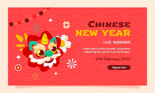 Template di webinar piatto per il festival del capodanno cinese
