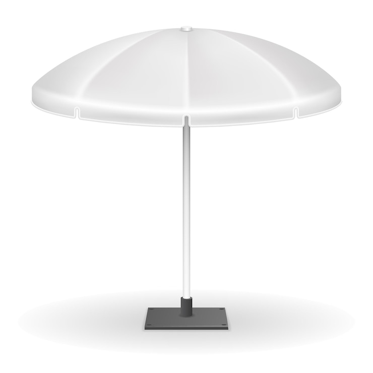 Vettore gratuito tenda esterna bianca, supporto per ombrellone isolato. ombrellone per protezione dal sole,
