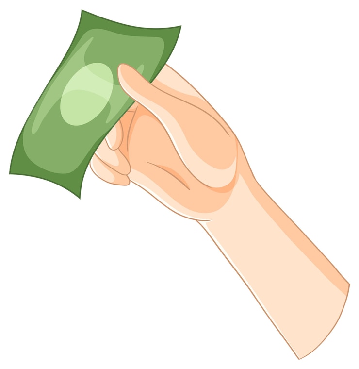Vettore gratuito tenendo in mano la banconota verde