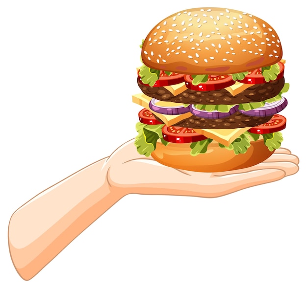 Tenendo in mano un delizioso hamburger
