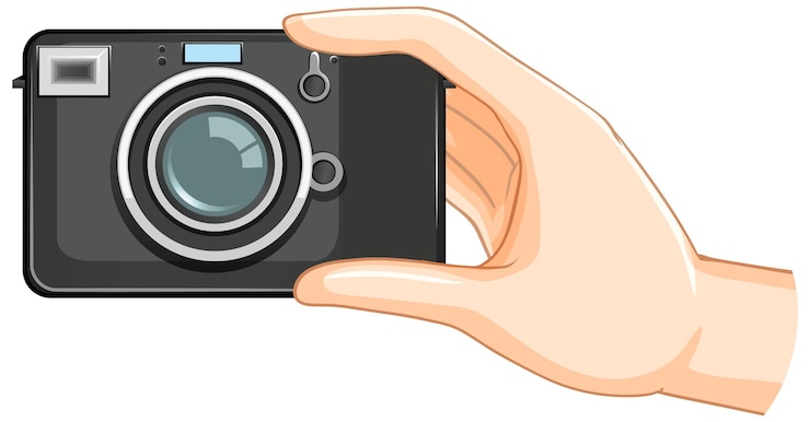 Vettore gratuito tenendo in mano una macchina fotografica d'epoca