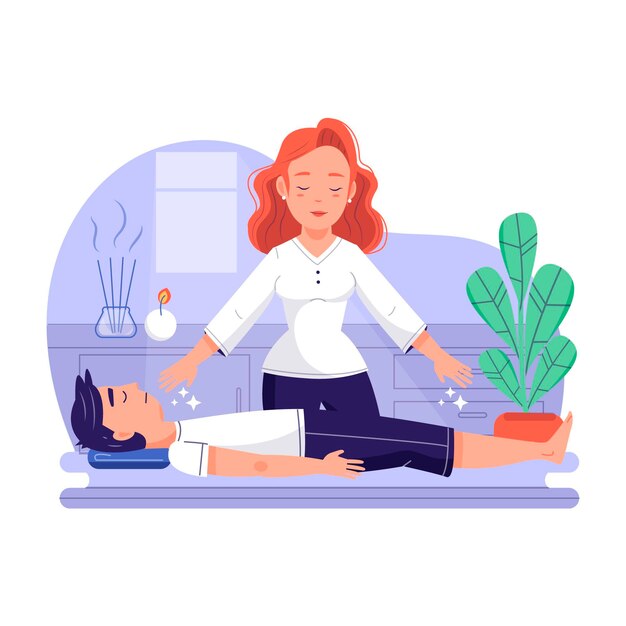 Terapia Reiki con donna e uomo