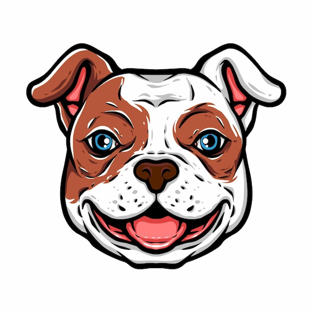 Testa di vettore di sorriso carino bulldog