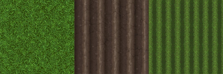 Vettore gratuito texture di gioco di prato verde, campo agricolo arato