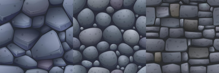Vettore gratuito texture in pietra di pavimento e parete per il gioco