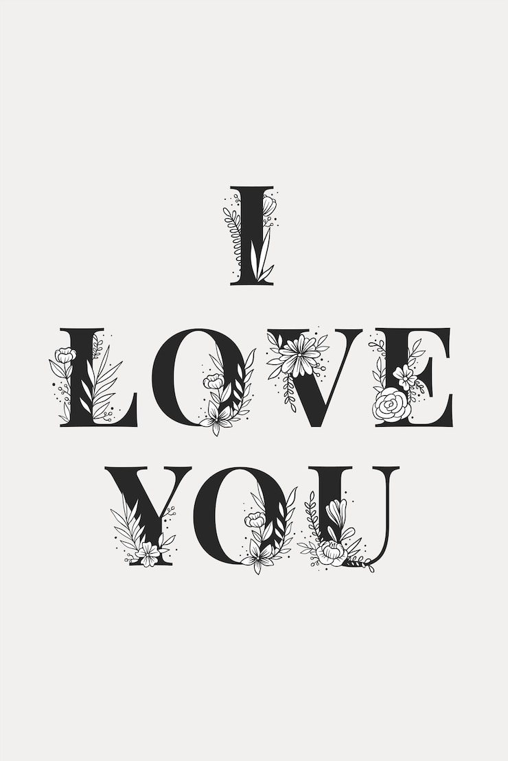 Vettore gratuito ti amo lettering di parole di tipografia femminile e vettore di tipografia