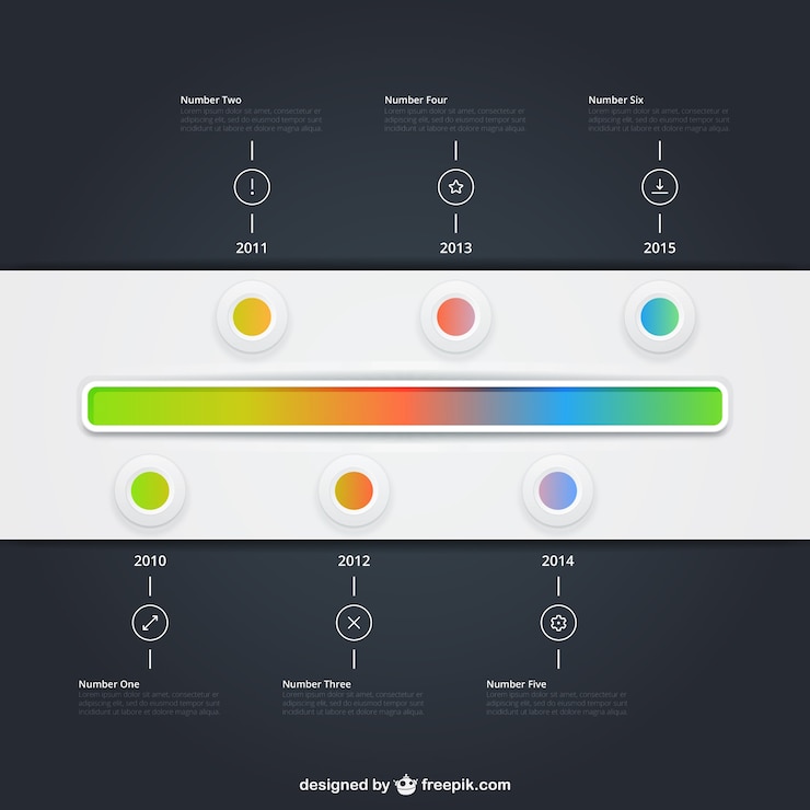 Vettore gratuito timeline colorato infografica