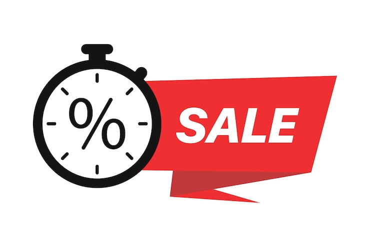 Vettore gratuito timer di sconto con banner di vendita