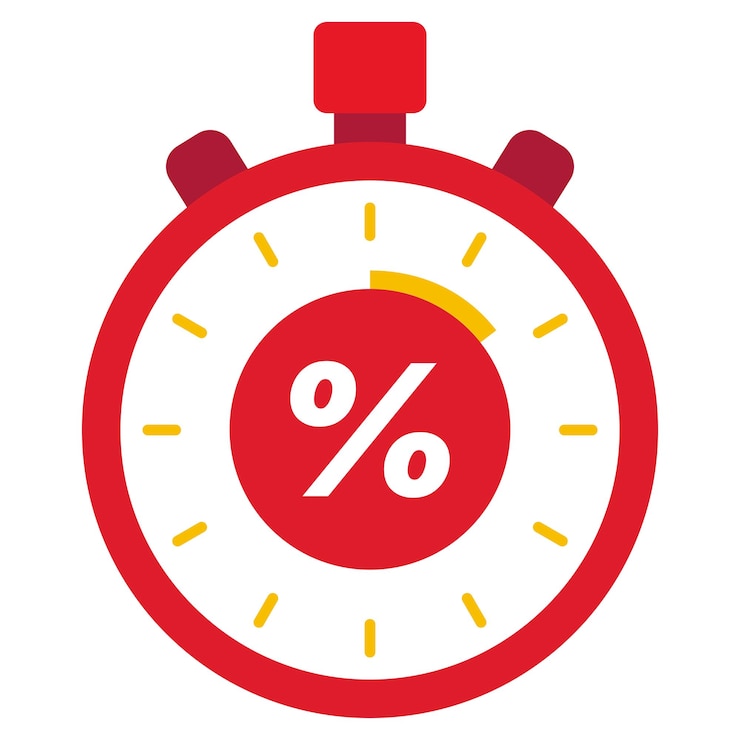 Vettore gratuito timer di vendita sconto rosso
