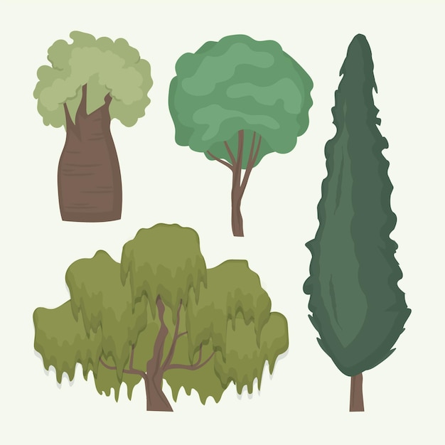 Tipo di alberi disegnati a mano