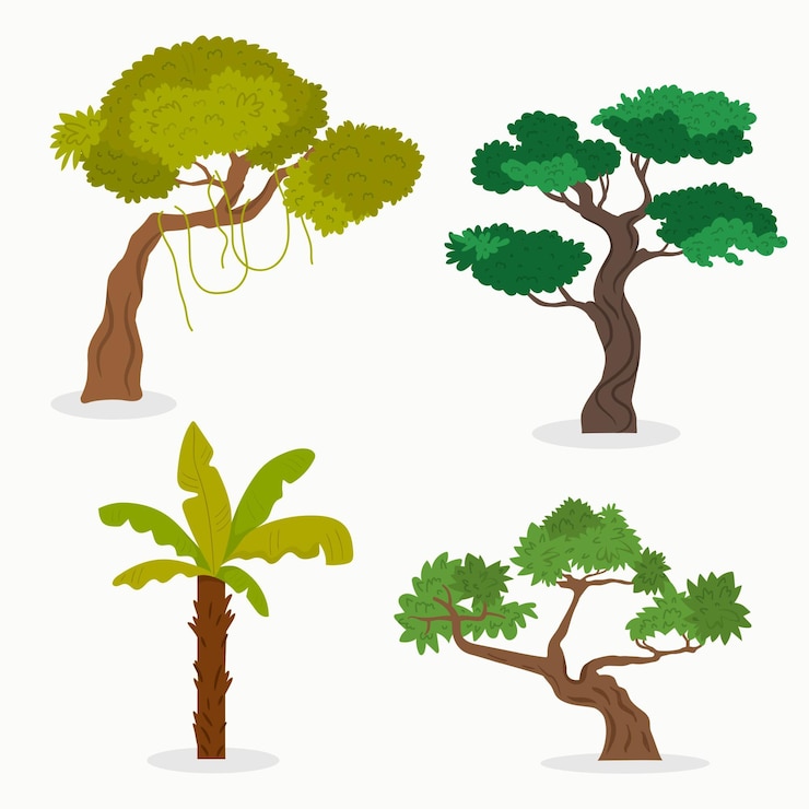 Vettore gratuito tipo di alberi disegnati a mano