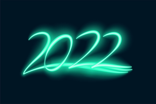 Tipografia 2022 in stile LED luminoso al neon