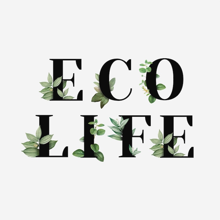 Vettore gratuito tipografia botanica eco life testo nero