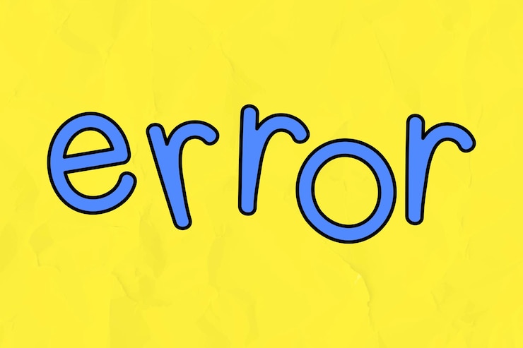 Vettore gratuito tipografia di errore blu su un vettore di sfondo giallo