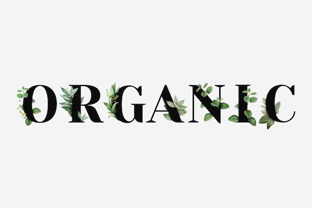 Tipografia nera di parola vettoriale ORGANIC botanica