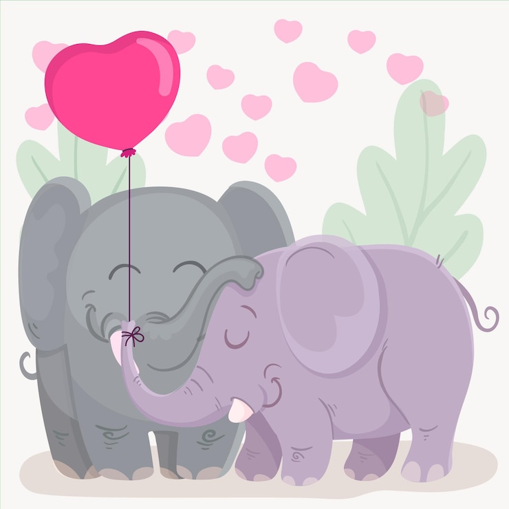 Vettore gratuito tiraggio delle coppie degli animali di san valentino