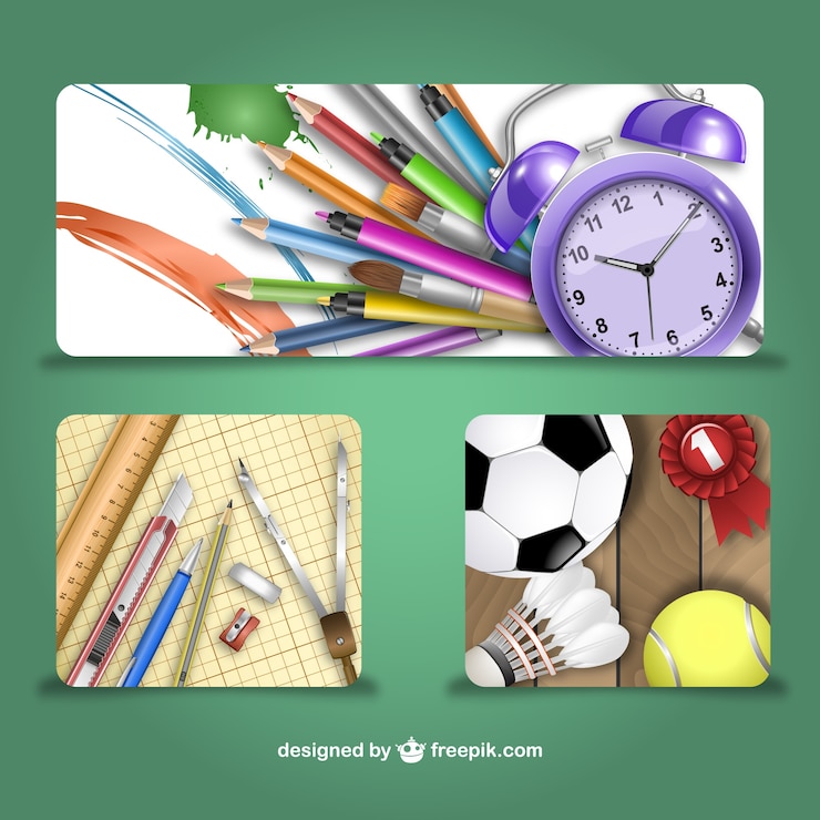 Vettore gratuito torna a materiale scolastico confezione