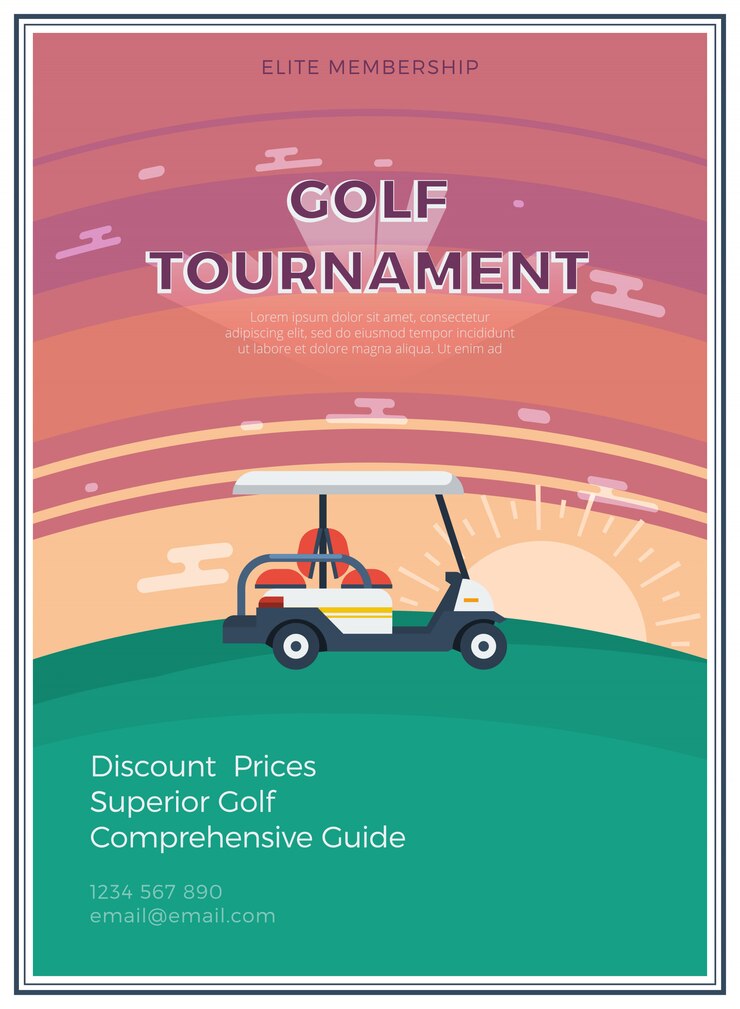 Vettore gratuito torneo di golf poster piatto