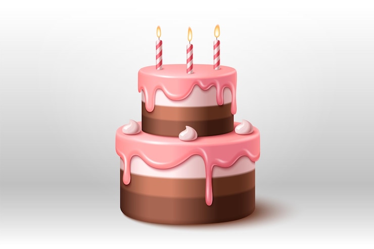 Vettore gratuito torta di compleanno a due livelli con candele