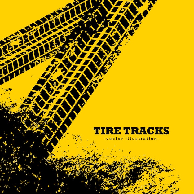 tracce di pneumatici segni su sfondo giallo grunge