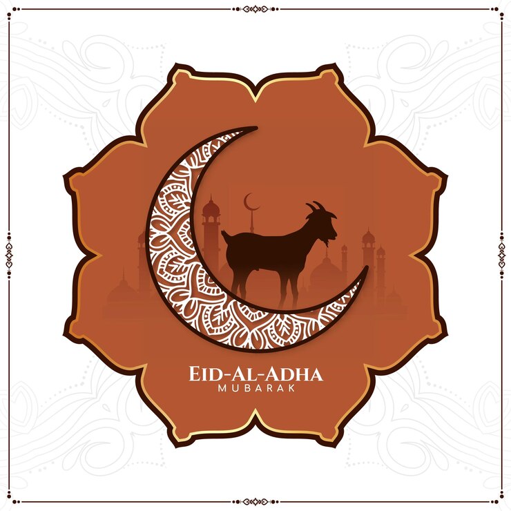 Vettore gratuito tradizionale eid al adha mubarak festa islamica sfondo elegante