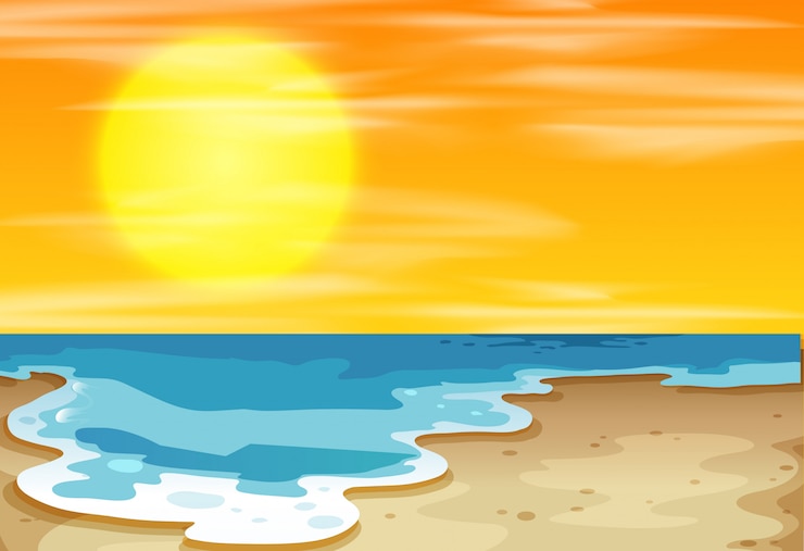 Vettore gratuito tramonto in spiaggia