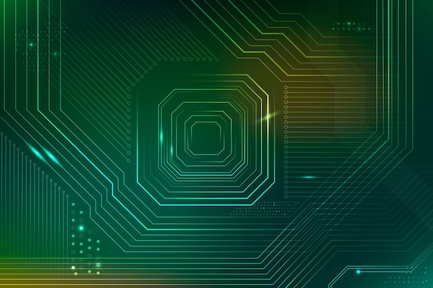 Trasformazione digitale dei dati vettoriali del fondo futuristico verde del microchip