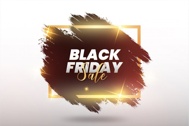 Tratto di pennello astratto moderno di Black Friday con cornice dorata