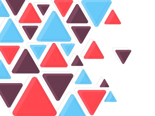 Triangoli colorati piatti, sfondo astratto per brochure, volantini o presentazioni design, illustrazione vettoriale.