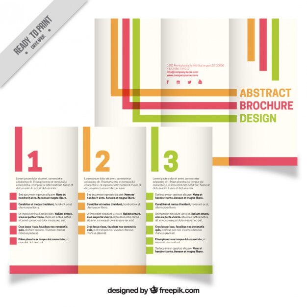 Vettore gratuito trifold con dettagli colorati