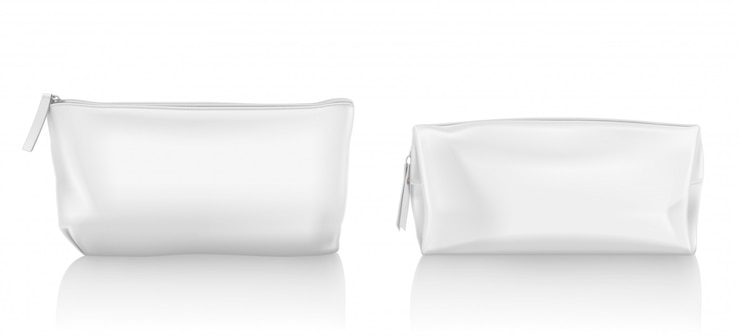 Vettore gratuito trousse bianca con cerniera per il trucco
