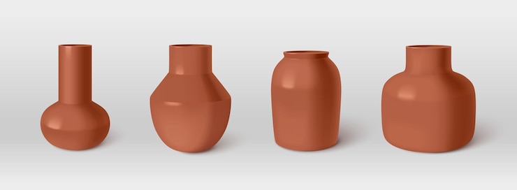 Vettore gratuito tubo di vaso di terracotta in vaso di fiori in ceramica marrone 3d