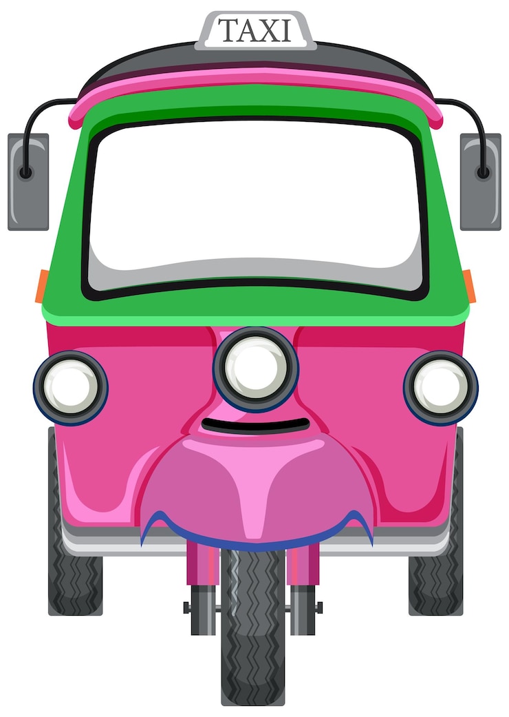 Vettore gratuito tuk tuk taxi su sfondo bianco