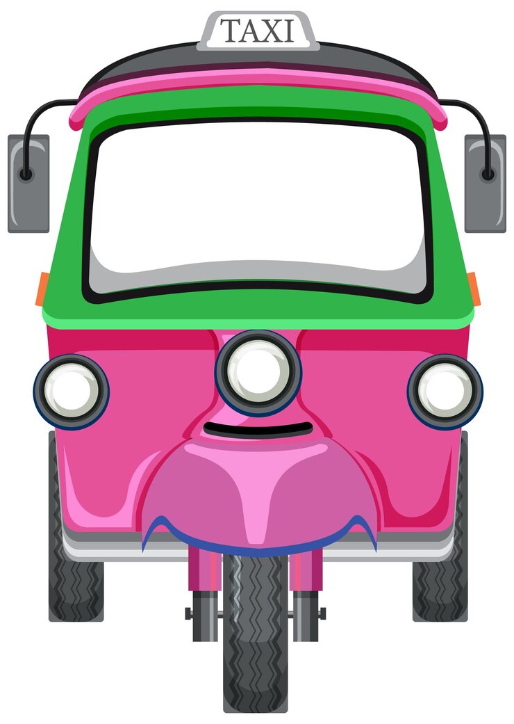 Vettore gratuito tuk tuk taxi su sfondo bianco