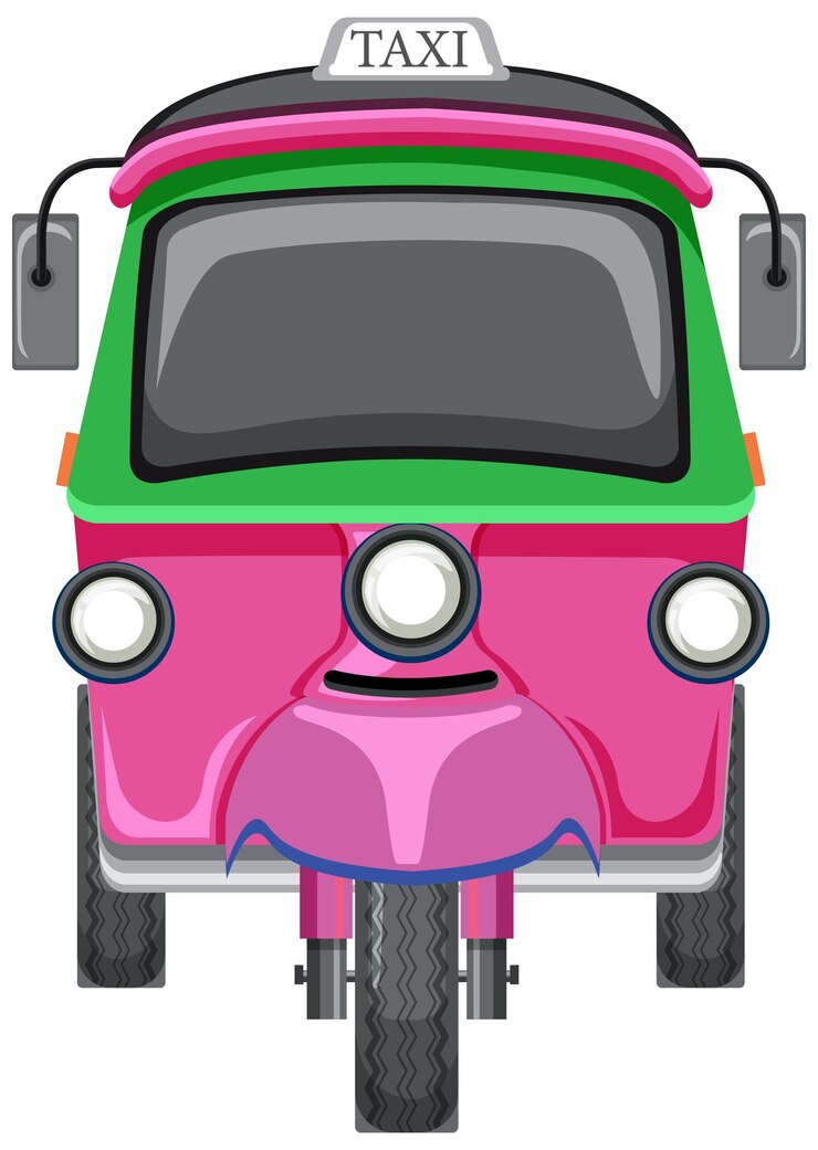 Vettore gratuito tuk tuk taxi su sfondo bianco