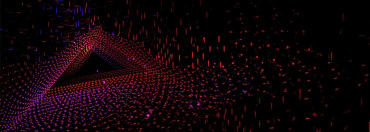 Vettore gratuito tunnel triangolare al neon su sfondo nero