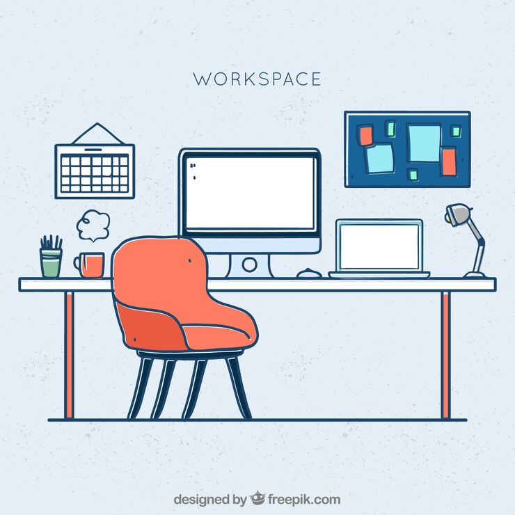 Vettore gratuito ufficio professionale con stile disegnato a mano