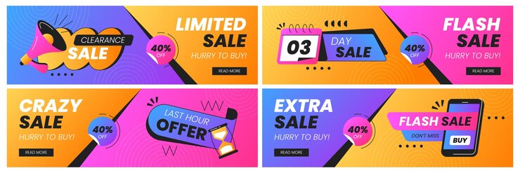 Vettore gratuito ultima volta offerta banner vendita volantini promozionali o poster promozionali di sconto per lo shopping online