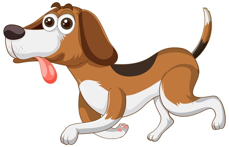 Vettore gratuito un cane felice che cammina su priorità bassa bianca