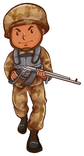 Un disegno di un soldato con una pistola