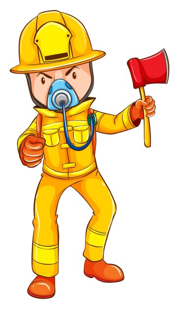 Un disegno di un vigile del fuoco