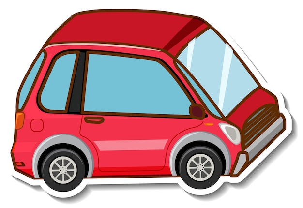 Un modello di adesivo con mini auto in stile cartone animato isolato