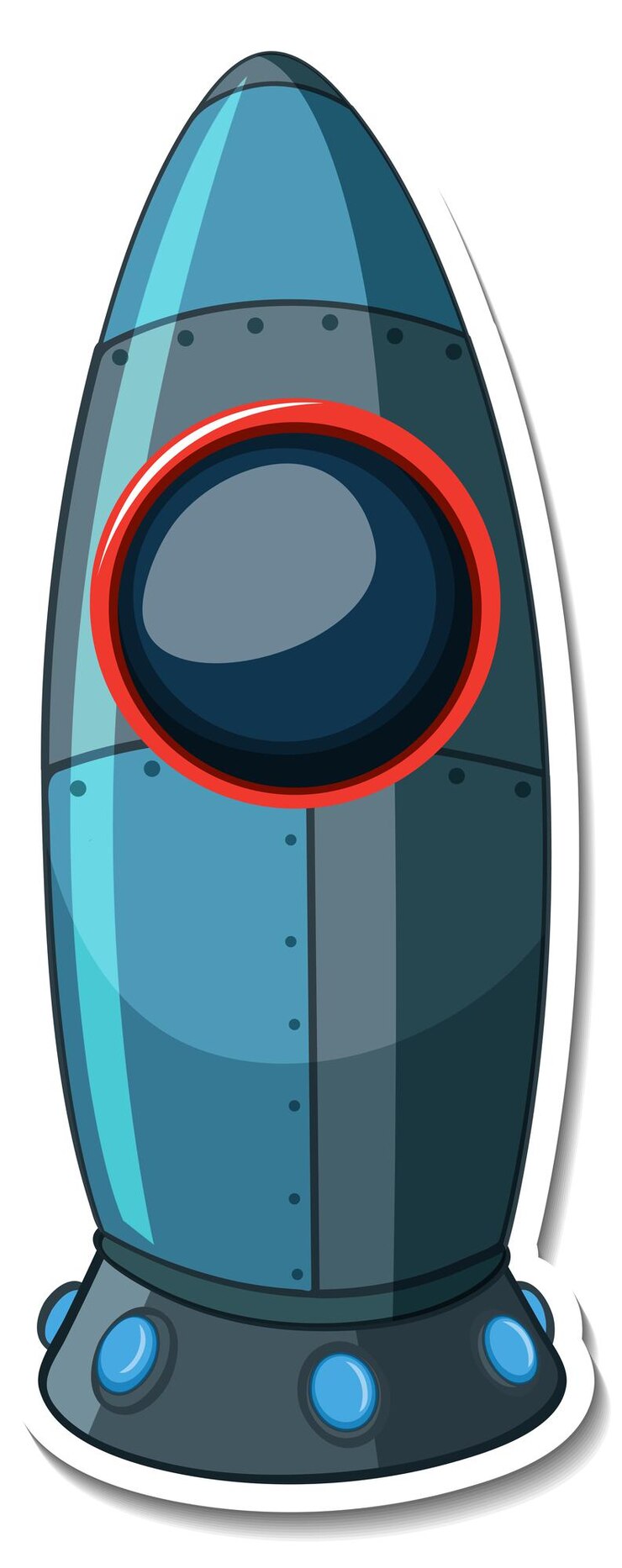Vettore gratuito un modello di adesivo con rocket space cartoon isolato