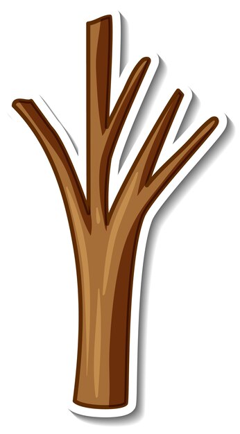 Un modello di adesivo con un albero senza foglie in stile cartone animato isolato