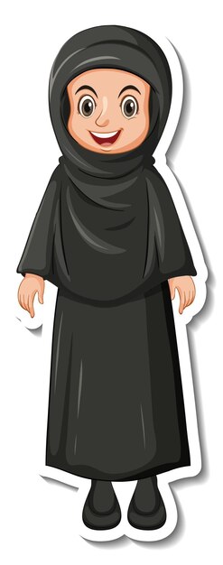 Un modello di adesivo con una donna musulmana che indossa un costume nero