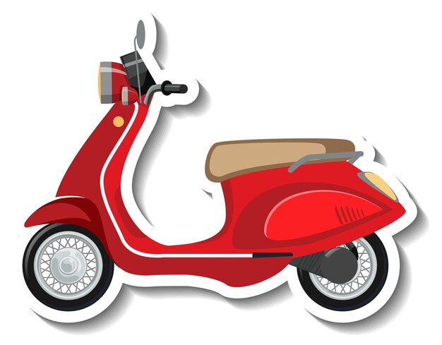 Un modello di adesivo con uno scooter rosso isolato